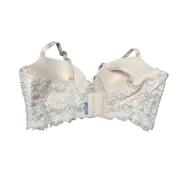 Aerie 34B Bra Pink Bow Lace Lingerie Valentines Push Up Padded Sexy 34 B Girly - Picture 2 of 8